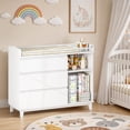 thumbnail image 6 of iPormis Baby Dresser with Changing Table Top, 4 Drawers & 2 Open Shelves, Multi-Functional Nursery Changing Station with Storage, Pearl White, 6 of 9