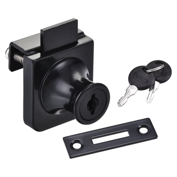 Uxcell Display Single Door Glass Lock for 5-8mm Glass Zinc Alloy Black Finish