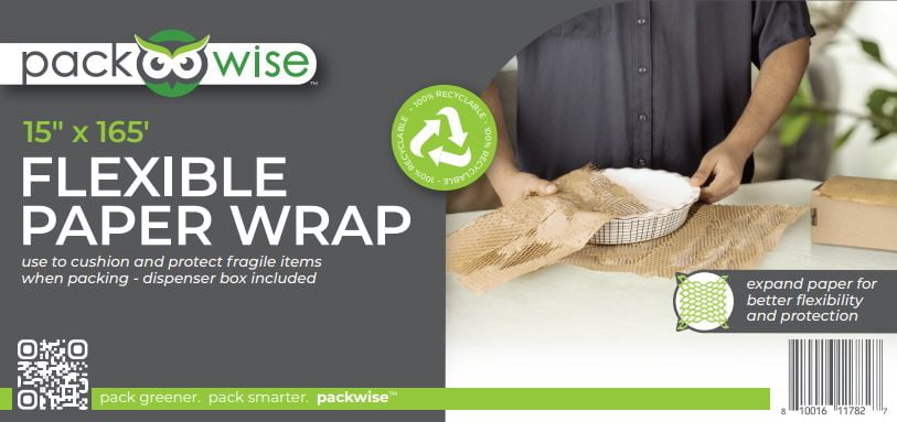 Packwise Flexible Honeycomb Cushioning Wrap,15 in.x165 ft., Dispenser Box Included, Kraft,1 Roll