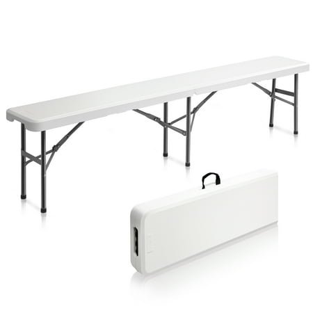 VINGLI 6 feet Plastic Folding Bench Portable in/Outdoor Picnic Party Camping Dining Seat off-White Garden Soccer Multipurpose Entertaining Activities,1 Pack