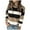 Khaki, variant on Womens Sweater Stripe Color Block Long Sleeve Crewneck Casual Knitted Trendy Outfits