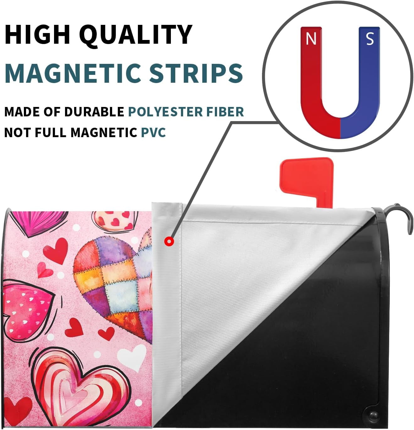 Valentine''s Day Magnetic Mailbox Cover Red Pink Heart Mailbox Cover Magnetic Standard Size 21 X 25.5 Inch Valentine Mailbox Post Cover Mailbox Wraps Mailbox Decor for Home Garden Outdoor Yard