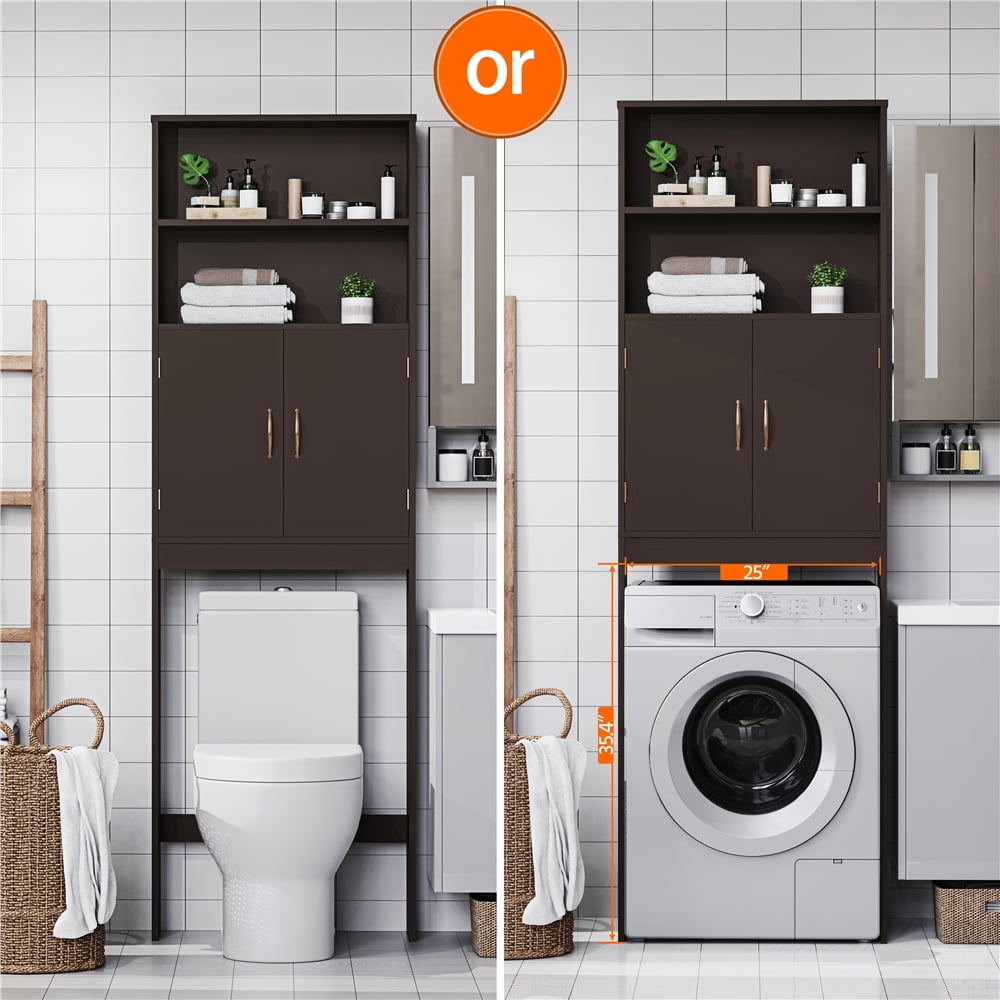 Alden Design Over Toilet Storage Cabinet 2 Shelves for Bathroom, Espresso