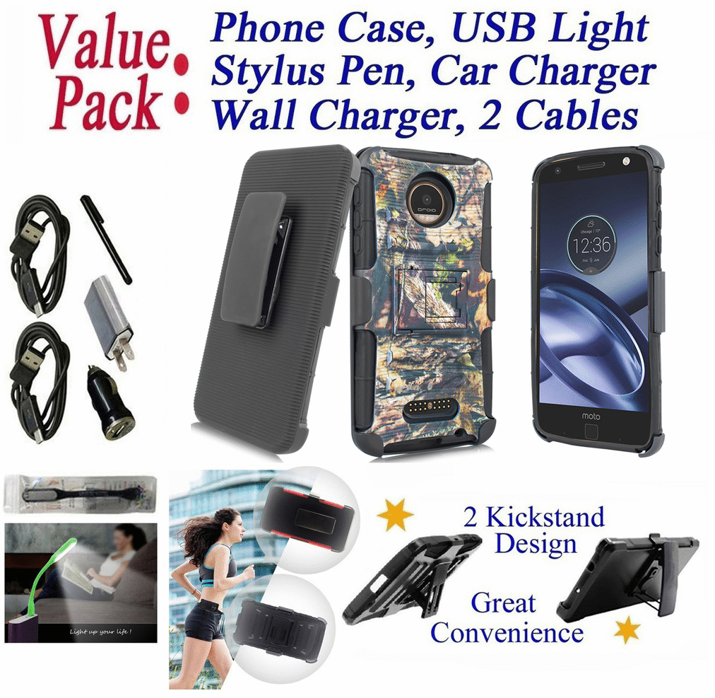 Value Pack + for 5.5" Motorola Z moto Z DROID Case Belt Clip Holster