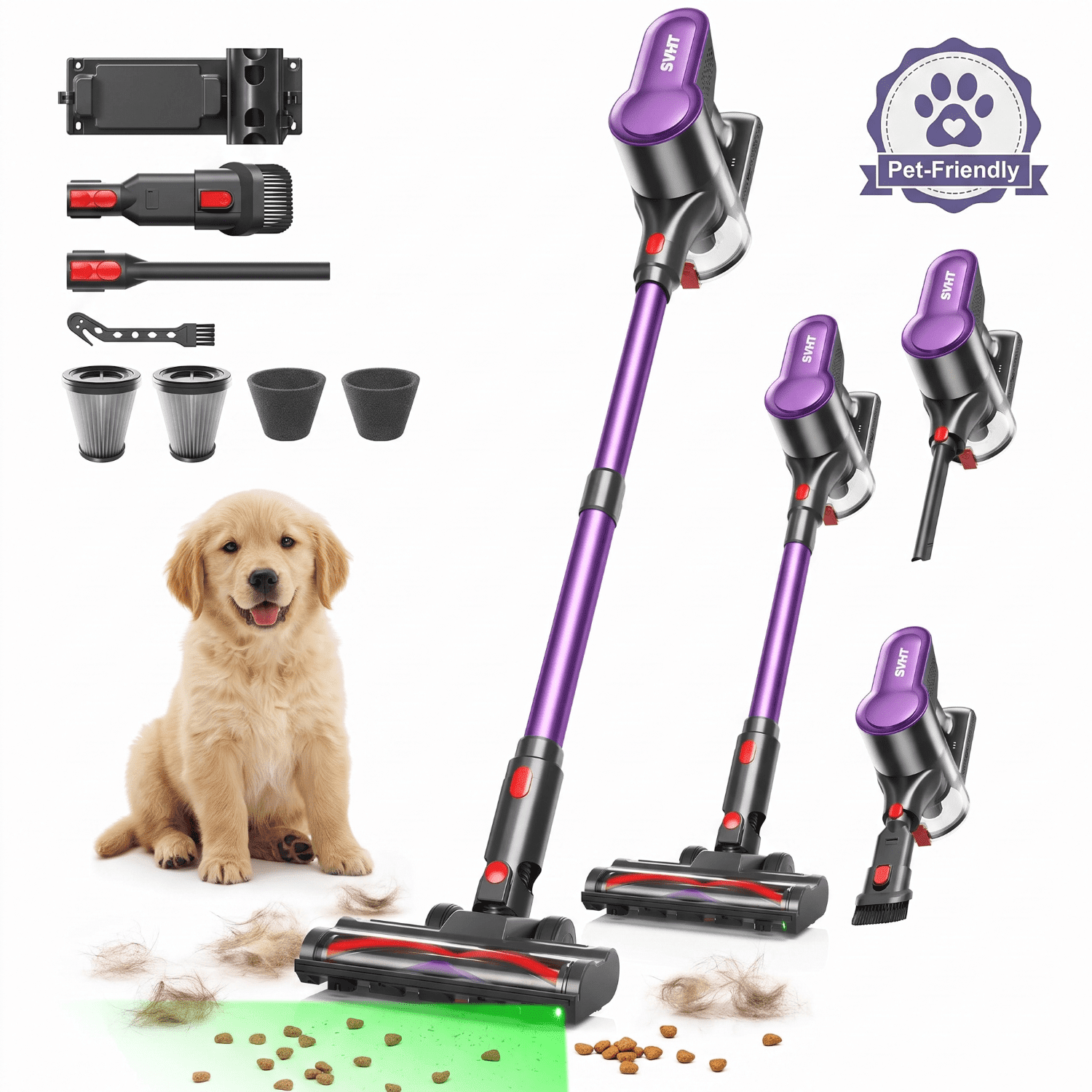 Cordless Vacuum Cleaner, 600W/55kPa Powerful Stick Vacuum Cleaner, Lightweight Cordless Vacuum for Home, Hard Floors, Carpets, Pet Hair