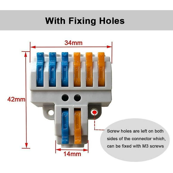 12 Pieces Kv426 Lever-nut Wire Connectors, 2 In 6 Out 8 Ports Compact Conductor