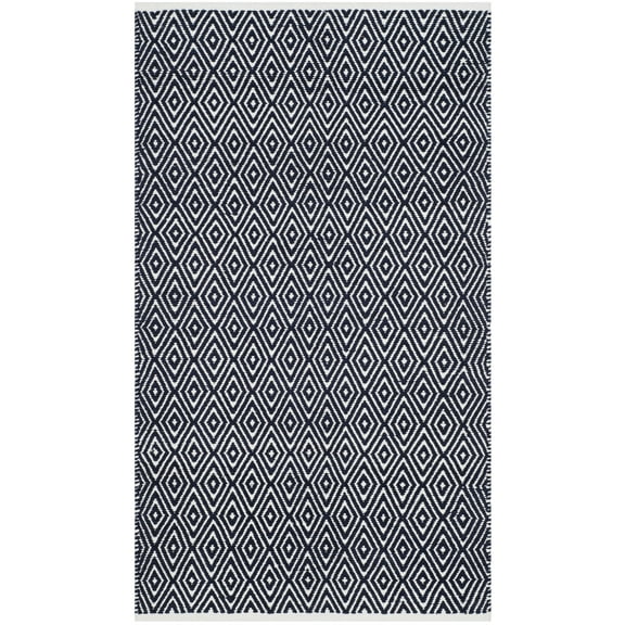 SAFAVIEH Boston Victoria Geometric Cotton Area Rug, Navy, 3' x 5'