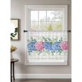thumbnail image 2 of Sheer Curtains 54 Inch Length, Blue Pink Hydrangea Semi Sheer Curtains Light Filtering Window Treatment, Eucalyptus Leaves Grey Plaid Privacy Voile Drapes for Living Room Bedroom 52x54 Inch, 2 of 7