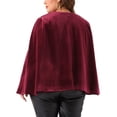thumbnail image 3 of Agnes Orinda Plus Size Women's Velvet Cape Blazer Jackets Casual Split Long Sleeve Open Front Coat, 3 of 6
