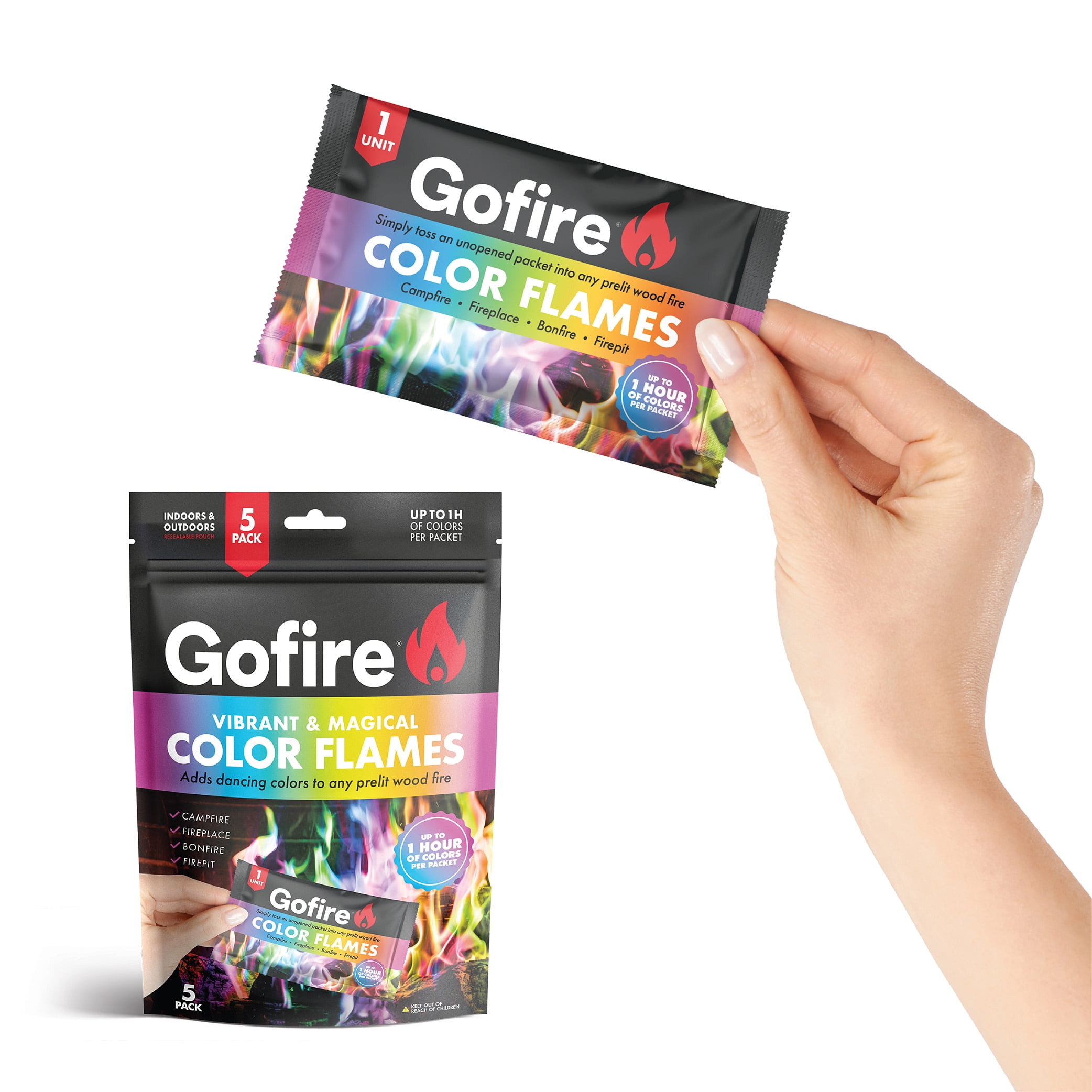 Gofire Northern Lights Color Flames 20 pack, for Campfires and Fireplaces. Features up to 60 Minutes of Magical Changing Colors.