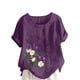thumbnail image 1 of Camiseta suelta informal de verano con cuello redondo y manga corta con estampado de flores para mujer OAVQHLG3B Store  lin121212, 1 of 4