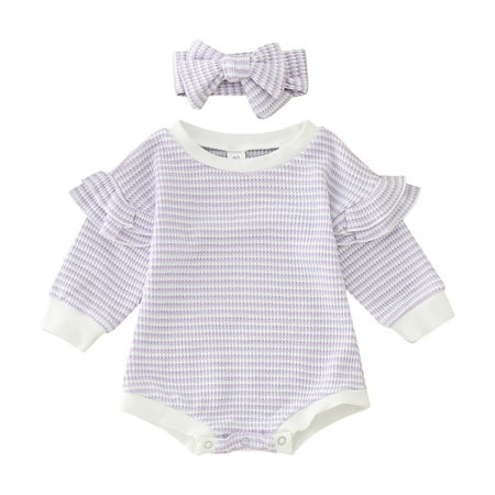 

Youmylove Newborn Infant Baby Girls Boys Ruffle Long Sleeve Romper Bodysuit Headbands Autumn Cute Clothes
