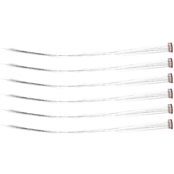 MEIBUTYUP 6 Pcs Black Glitter Hair Extensions PET Restylable for Women Party Accessories and Themed Events