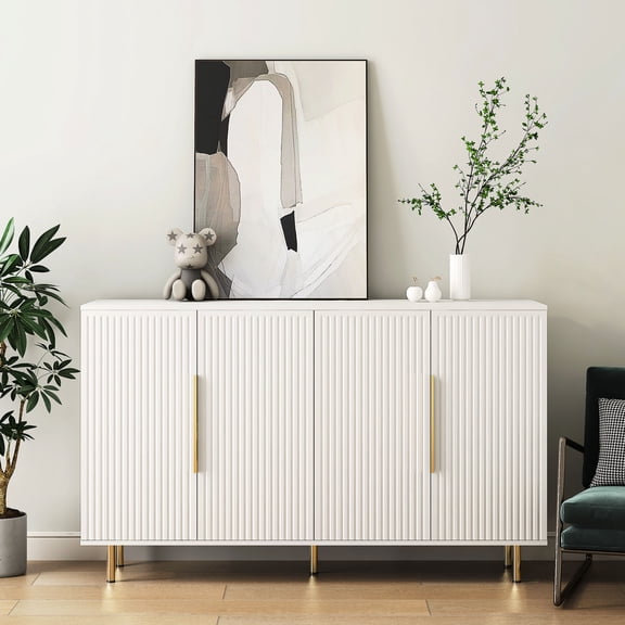 White Accent Cabinet Console | Versatile for Multiple Spaces | Provides Ample Storage