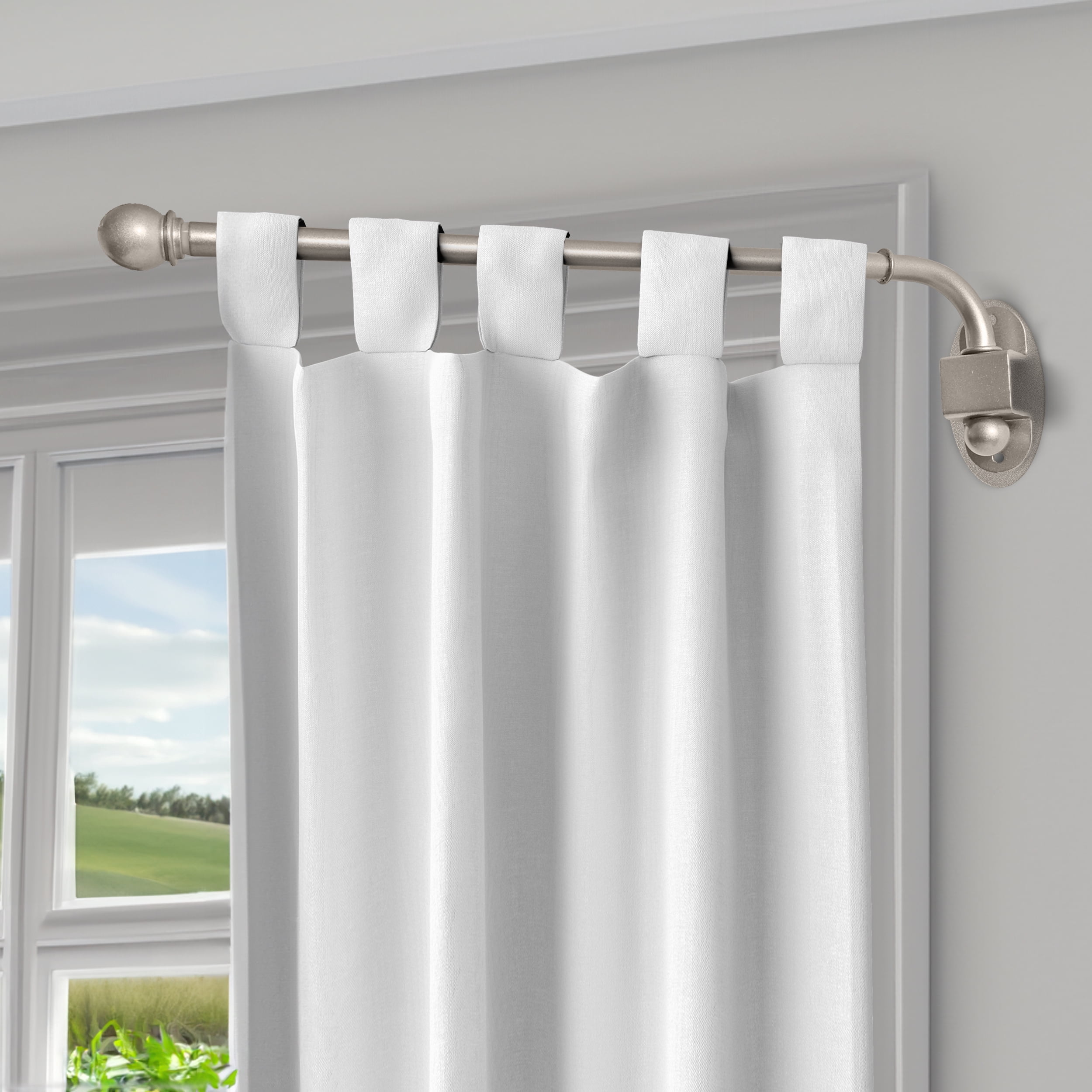 MERIVILLE 24"-38" Swing Arm Curtain Rod, 1/2" Diameter, Pewter, 2 Pieces