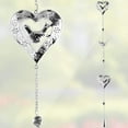 thumbnail image 4 of Bird and Heart Chimes - Silver Heart Shaped Filigree Chimes with Glass Marbles and Bells - Garden Decor - 38 Inch High, 4 of 7