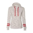 thumbnail image 2 of J. America - New Women - IWPF - Women’s Mélange Fleece Striped-Sleeve Hooded Sweatshirt, 2 of 3