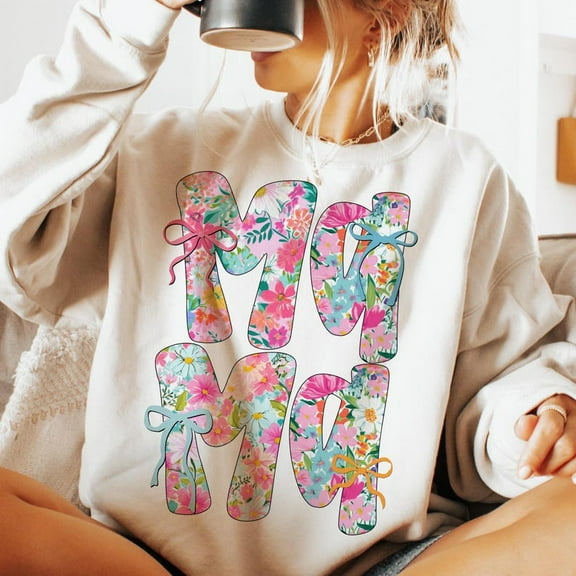 Floral Mama Sweatshirt, Preppy Retro Mom Shirt, Mother’s Day Gift Crewneck, Mama Aunt Nana Mimi Top