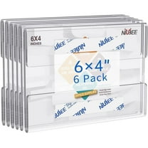 NIUBEE Acrylic Sign Holders,Wall Mount Plastic Sign Holder with 3M Double Sided Tape Adhesive,Memo Document Paper Holder for Office, Home, Restaurant, No Drilling - Horizontal 6"x4"