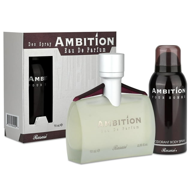 Set de perfume Rasasi Ambition para hombre (Eau de Parfum de 68 ml+desodorante de 150 ml)