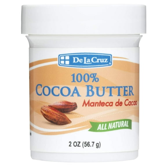 De La Cruz 100% Pure Cocoa Butter, Expeller Pressed Moisturizer for Dry Skin, 2 Oz