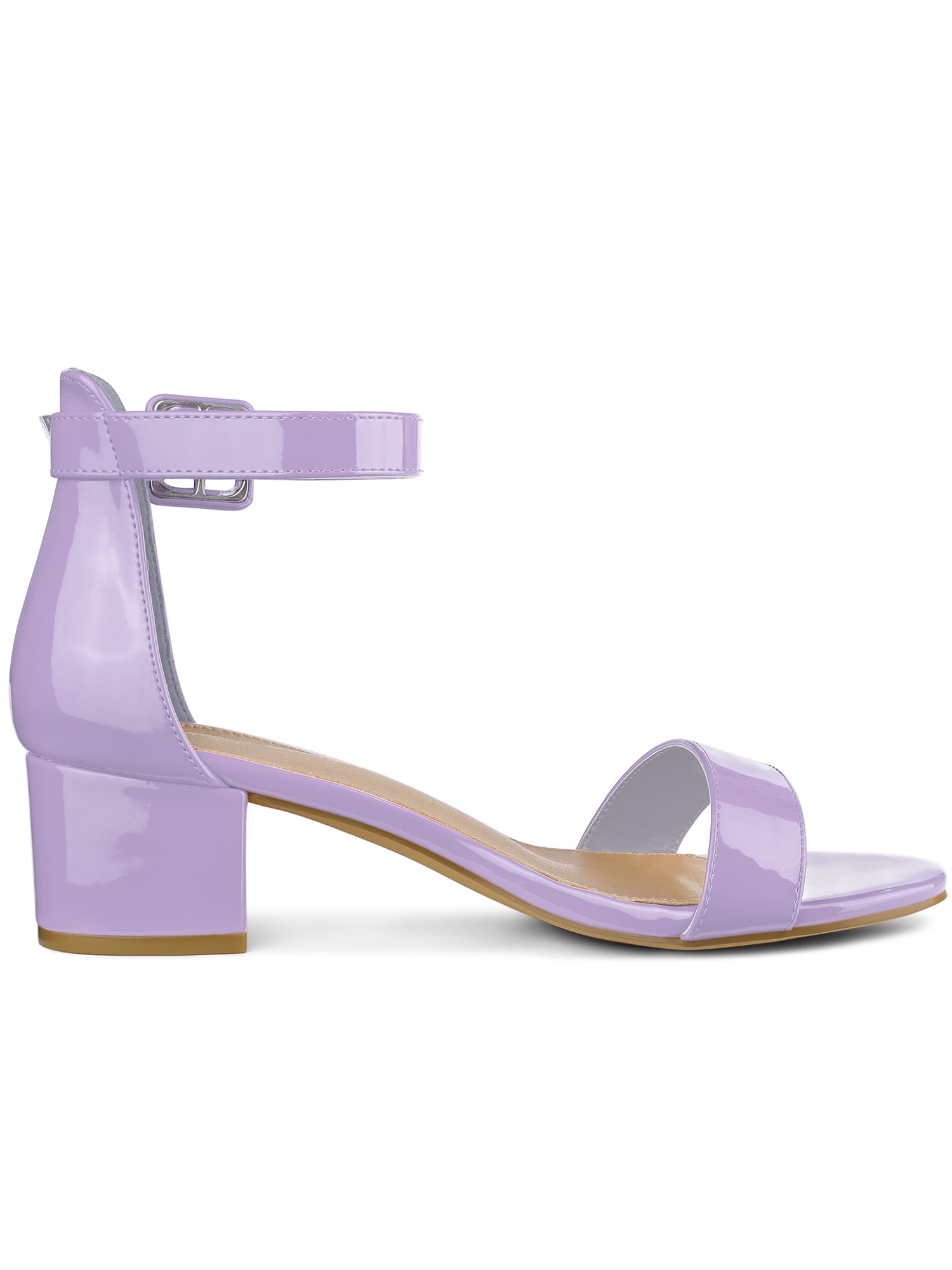 DARING DIVA Women's Ankle Strap Low Block Heel Sandals 7.5 Purple