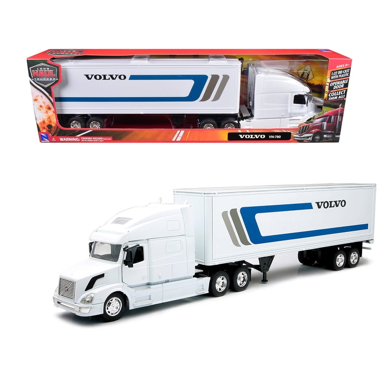7up VOLVO (1:32)トレーラー Volvo VN-780 Truck with Flatbed Trailer and Long Pipes White 