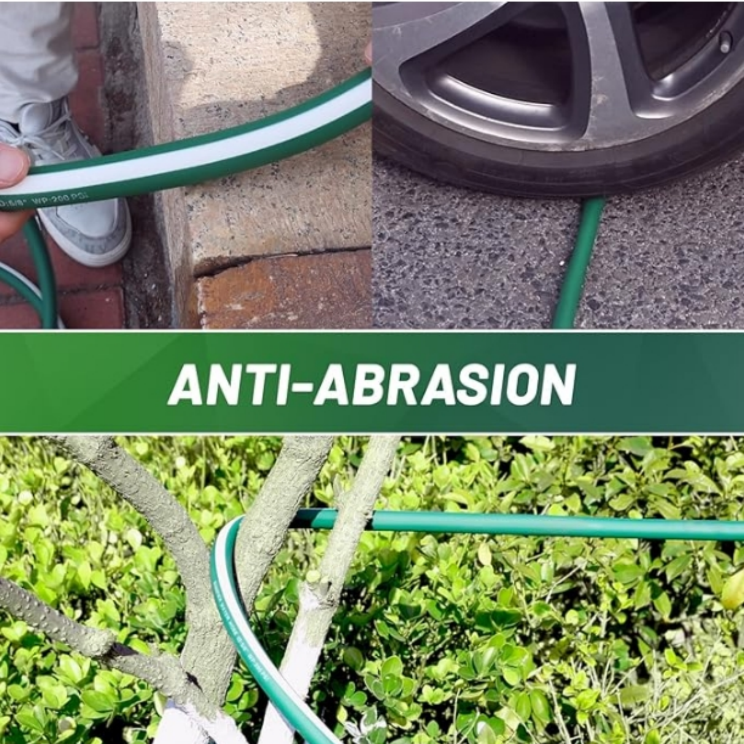 Heavy Duty Garden Hose 100 ft – Outdoor Water Hose with Solid Fitting - Flexible, Kinkless, Lightweight Garden Hose for Lawn Watering, Car Washing - Burst 500 Psi (100 ft)