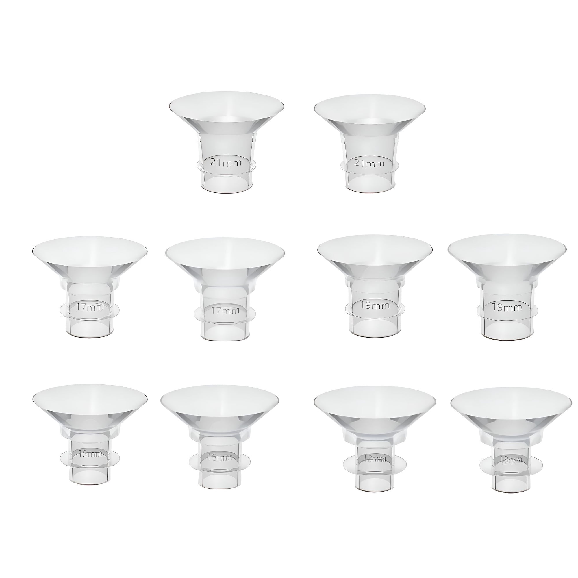 XIRQI 10 Pack Silicone Flange Inserts for Breast Pump Shields Breast Pump Flange Insert 15Mm 17Mm 19Mm 21Mm Size