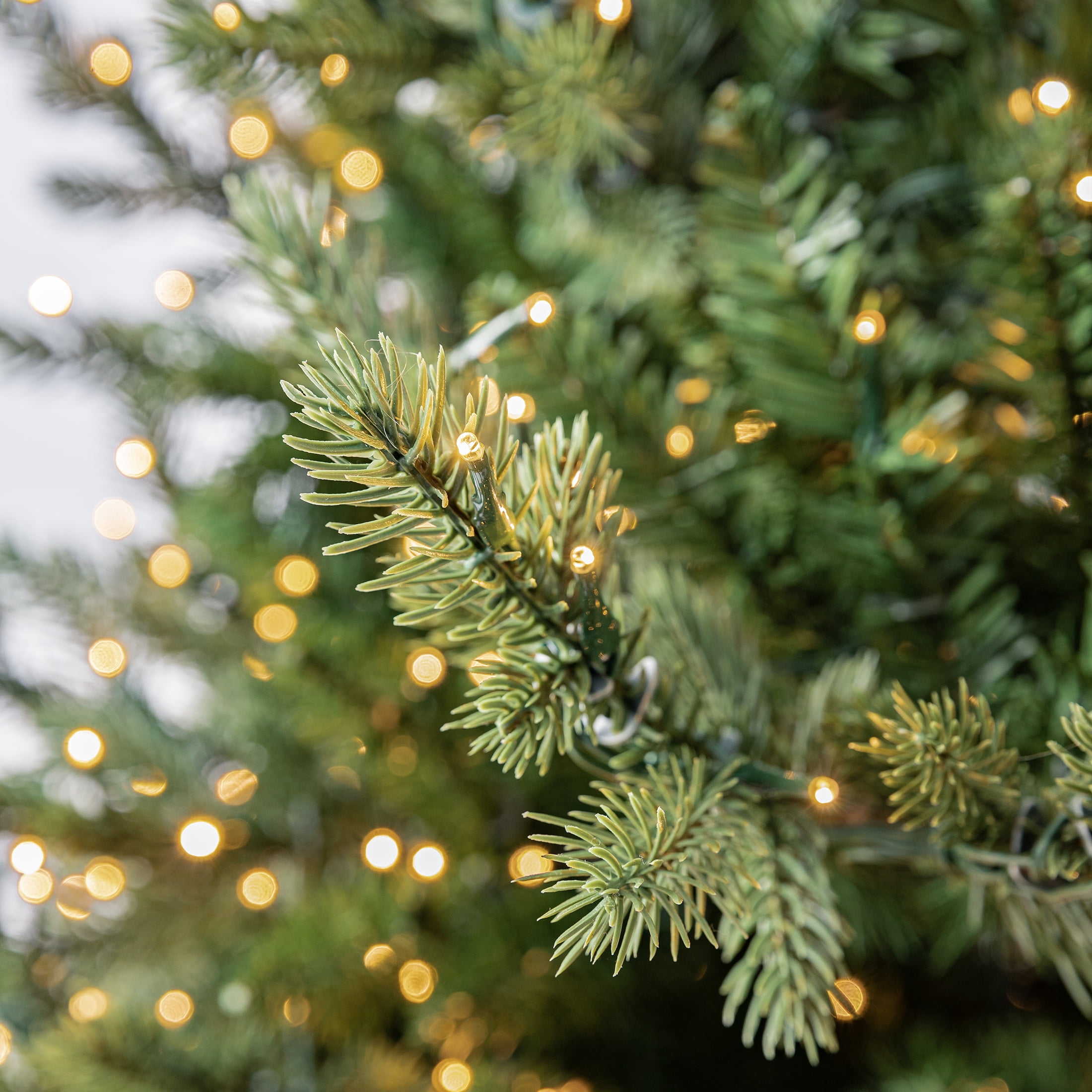 My Texas House 6.5' Pre-Lit Grand Spruce Green Artificial Christmas Tree with LumaDazzle Color-Changing Twinkle LED Lights, Quick Set, and Stand