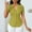 Green, variant on Women's Embroidered Hollow Out Blouse, Single Breasted Fitted Short Sleeve Top, Cottagecore Style for Garden Party or Photo Shoots, Yellow - M
