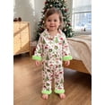thumbnail image 3 of RUINIXCW Kids Toddler Baby Girl Boy Christmas Silk Stain Pajamas Set Spring Fall Winter PJS Sleepwear Long Sleeve Button Down Shirt Tops Pants Set, 3 of 9