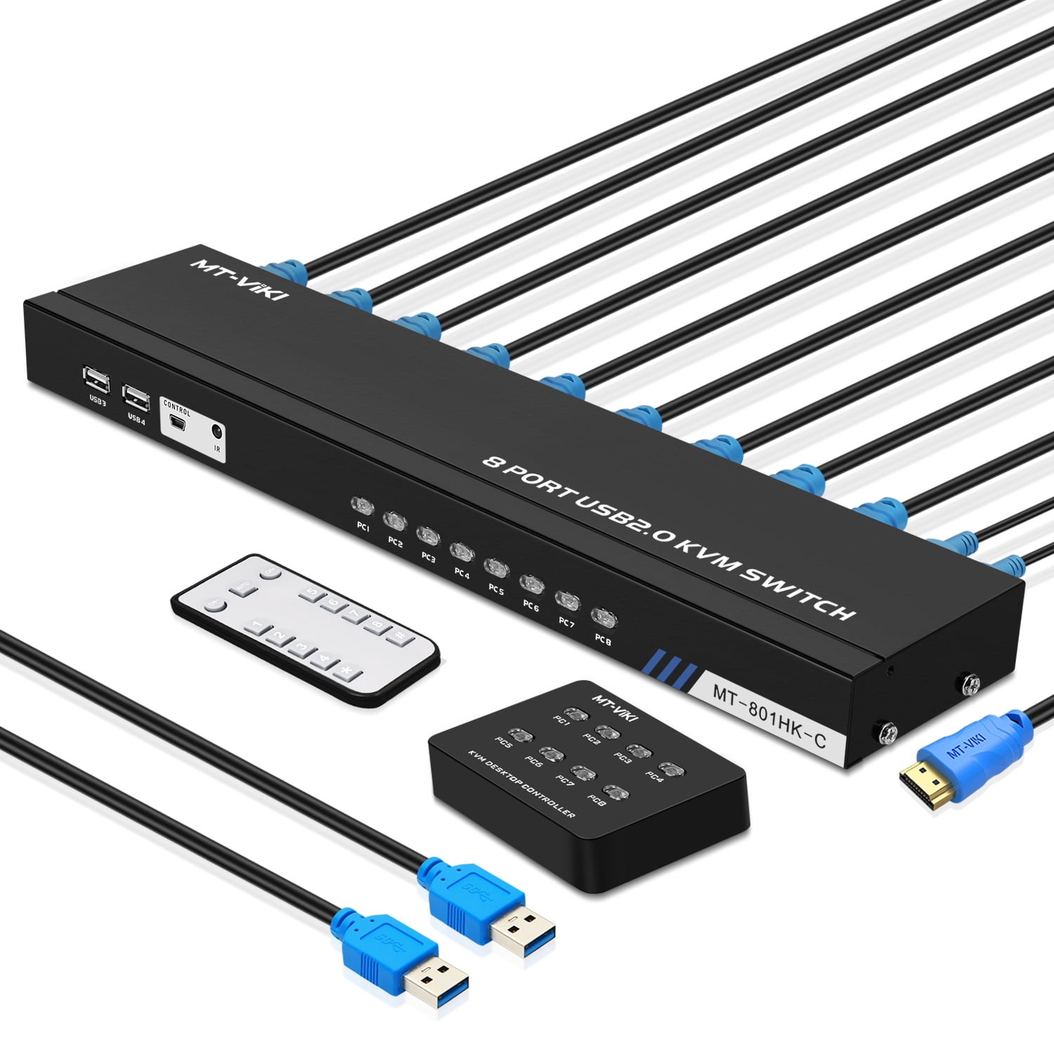 4k KVM Switch HDMI 8 Port, 8 Computer 1 Monitor Switch 4 USB KVM Switch