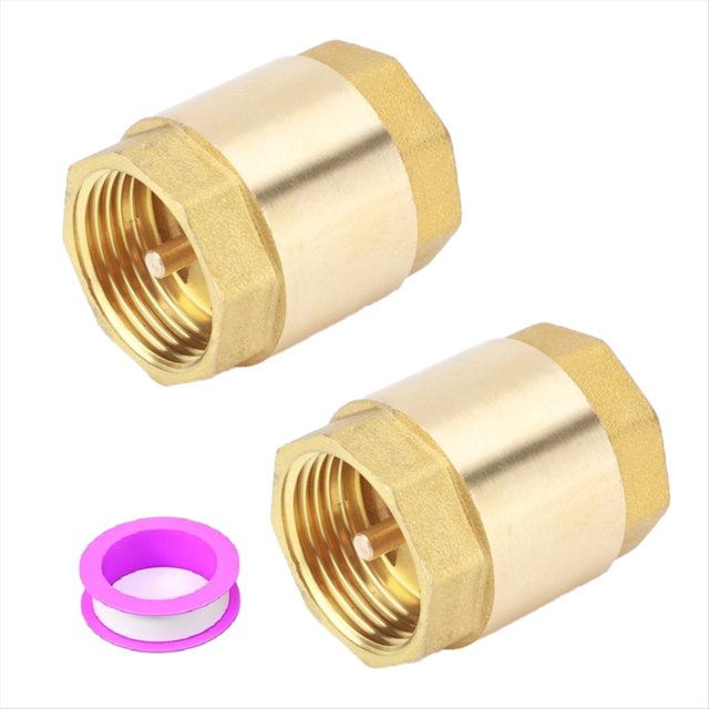 Válvula de Retención de Resorte de Rosca Hembra NPT de 2 Piezas de 1 Pulgada, Válvula de Retención Horizontal Unidireccional Sin Retorno de Latón Macizo para Pozo, Bomba
