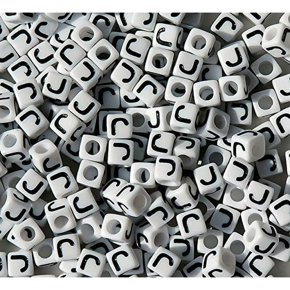 JOLLY STORE Crafts Letter "J" 7mm Cube Shape Alphabet Beads