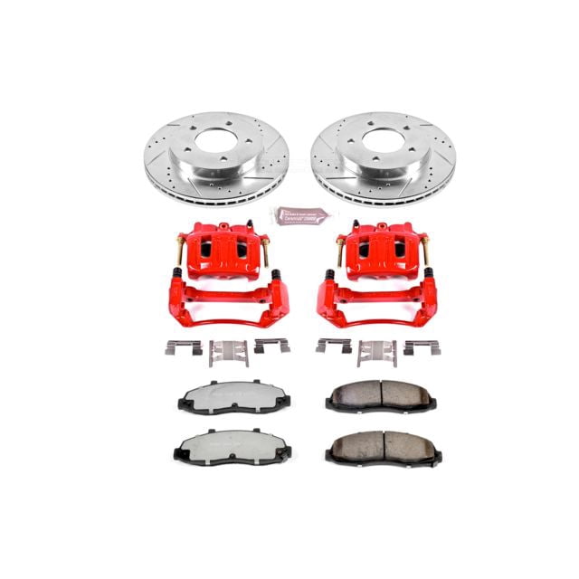 PowerStop Front Z36 Truck & Tow Brake Pad and Rotor Kit with Red Powder Coated Calipers Fits: FORD Select Models KC1866A-36
