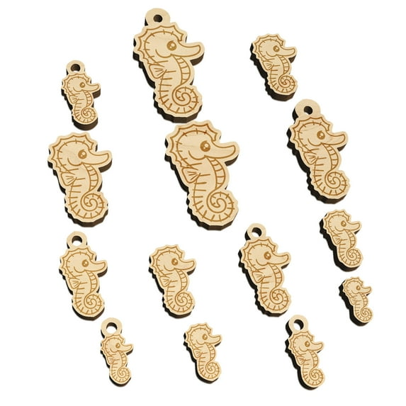 Kawaii Seahorse Wood Mini Charms Shapes DIY Craft Jewelry - With Hole - 20mm (15pcs)