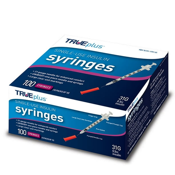 TRUEplus Insulin Syringes 31g 0.3cc 5/16" (Pack of 100)