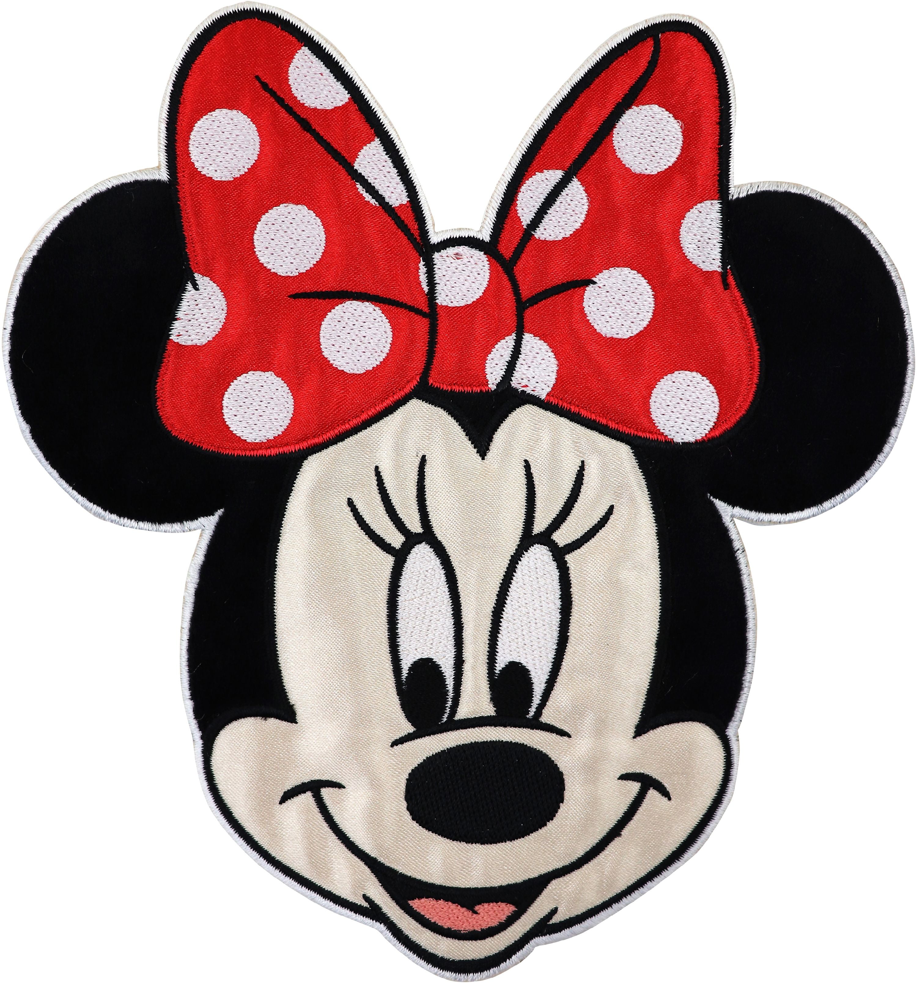 Mickey Mouse Head Outline Plain Red Iron-on Applique Patch 4" W x 3 1/4" H