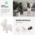thumbnail image 2 of Piggy Bank Adorable Puppy Money Jar Home Decor Coins French Fighting Dog Child White Ceramics, 2 of 6