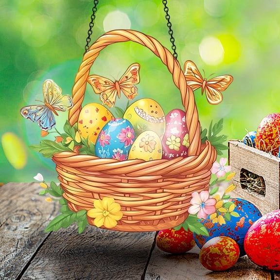 YHAICO Easter Candy Bag Candy Bag Easter Basket Rabbits-Shaped Gift Baskets Baskets with Handle Colorful Fillable Egg Surprise Easter Eggs Printed Stained Glass Style with Reflections