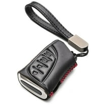 Vitodeco Genuine Leather Smart Key Fob Case Compatible with Lexus ES, Lexus UX, Lexus NX, Lexus GX, Lexus LX 600 (4-Button, Black/Red)