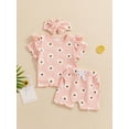 thumbnail image 5 of Aojekbee Baby Girls Summer Outfits Floral Print Short Sleeve T-Shirt and Shorts Cute Headband Set 3 Piece Clothes, 5 of 10