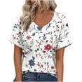 thumbnail image 2 of Jsaierl Womens Summer Tops Short Sleeve Casual Shirts Floral Tee Trendy 2025 Basics V Neck Plain Tshirt, 2 of 7