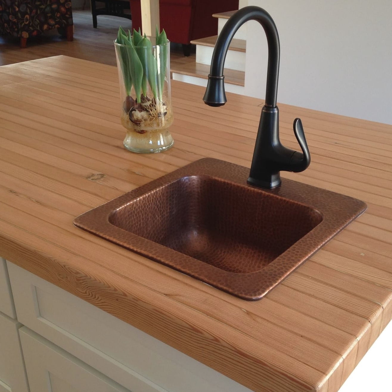 Sinkology Angelico Copper 15" Single Bowl Drop-In Kitchen Sink with 1 Hole