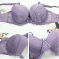 thumbnail image 3 of Cmfcve Women's Plus Size Bra Purple Breathable Lace Overlay Underwire Bras Comfort High Elasticity Push Up Underwear Bras, 3 of 4