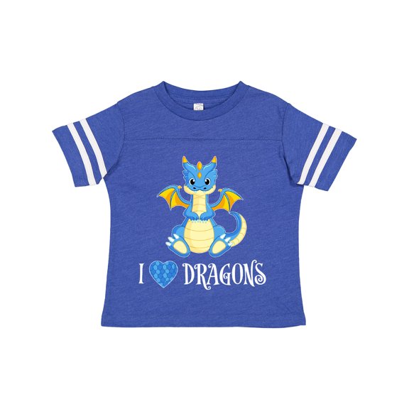 Inktastic I Love Dragons with Cute Blue Dragon Boys or Girls Toddler T-Shirt