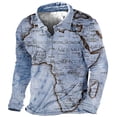 thumbnail image 1 of Blusas y camisas de manga larga con cuello redondo para hombre, blusa informal de moda con cuello vuelto, manga larga y botones estampados, blusa para hombre, 1 of 2