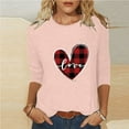 thumbnail image 2 of Penkiiy Women's Valentine's Day Fashion Printed T-shirt 3/4 Sleeves Blouse Round Neck Casual Tops XS Pink, 2 of 5