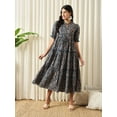 thumbnail image 4 of Steverzon Women's Floral Printed Puff Sleeves Cotton Fit and Flare Dress, 4 of 5